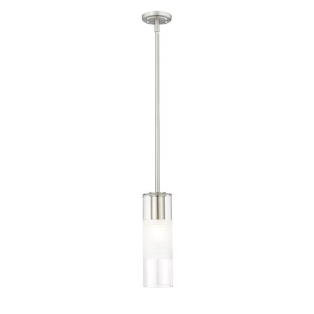 Z-Lite Alton Pendant, 1-Light, 4.75 In.W x 14.25 In.H, Brushed Nickel/Clear+Frosted 824P-ROD-BN